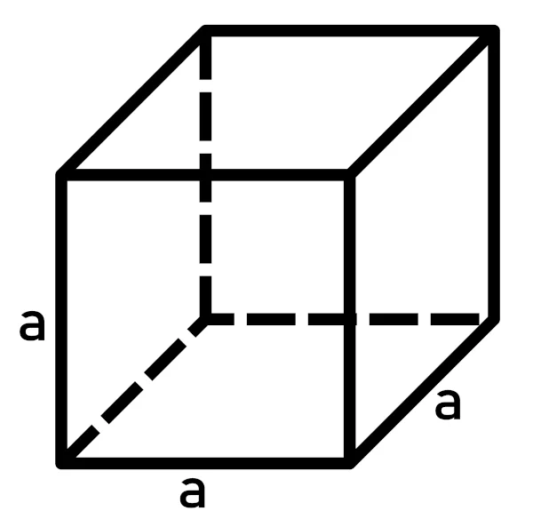Representação volume Cubo com arestas a