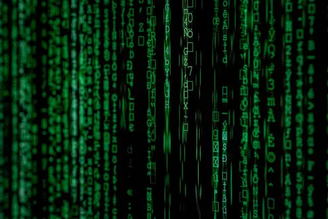 Representação dados Caracteres verdes em um fundo preto no estilo matrix